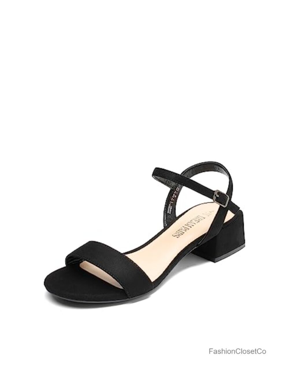 Women's Chunky Low Block Heel Sandals Faux Suede Ankle Strap